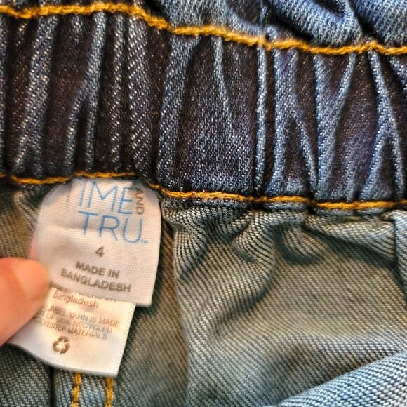Woman's Jeans Paper Bag Top Dark Wash Belted Waist Time & Tru Size 4 NWT JJ3447 - Picture 6 of 8